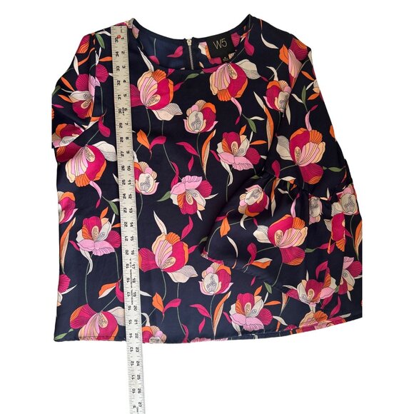 W5 Women's Floral Ruffle Bell Sleeve Top Medium 100% Polyester Multicolor - Picture 8 of 8